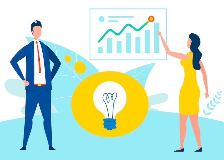 Vector idea de desarrollo de negocios plana