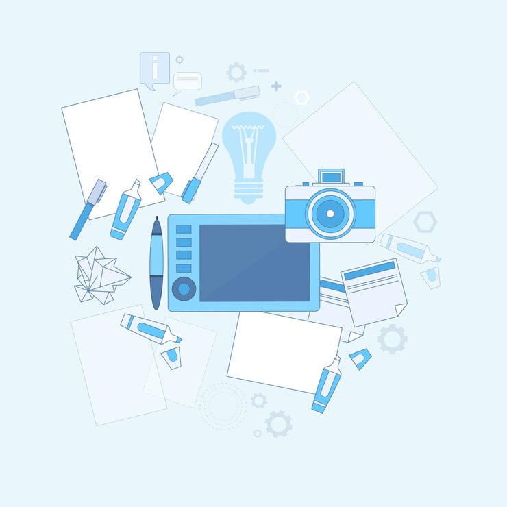 Vector idea de diseño gráfico diseñador de dibujo icono web delgada línea vector illustration
