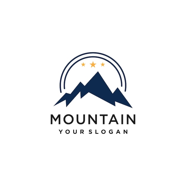 Idea de diseño de logo de montaña con estilo único