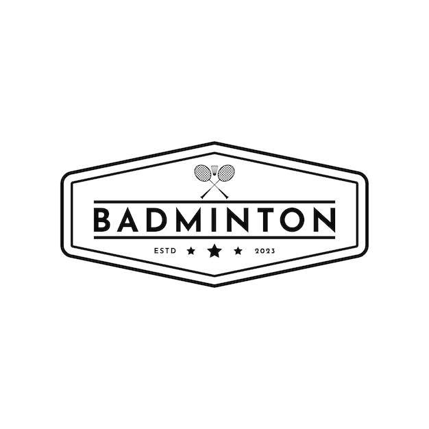 Idea de diseño de logotipo de bádminton retro vintage