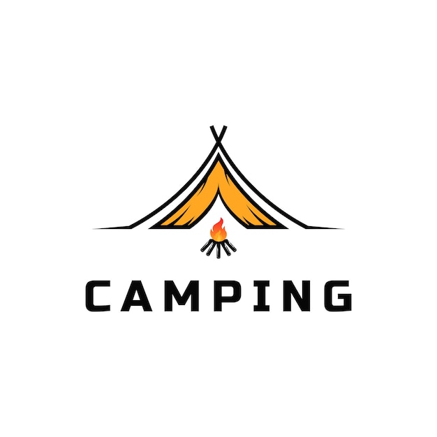 Idea de diseño de logotipo de campamento con fogata