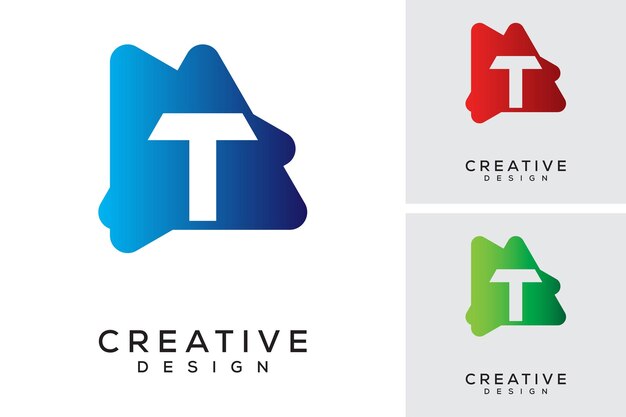 Idea de diseño del logotipo de la letra T Play Button