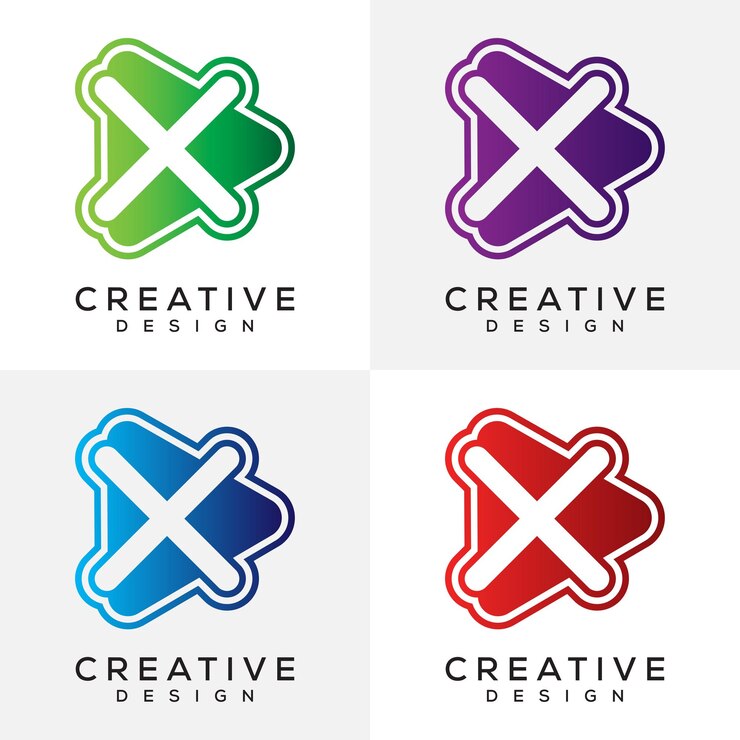 Vector idea de diseño del logotipo de la letra x play button