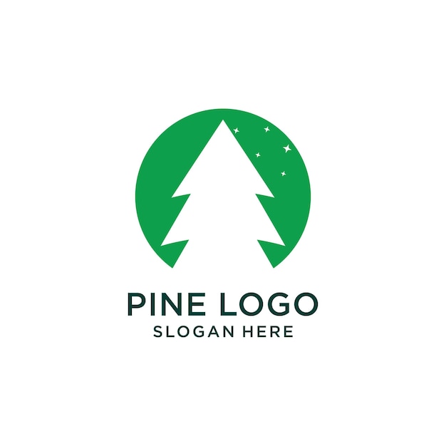 Idea de diseño de vector de logotipo de pino con estilo creativo