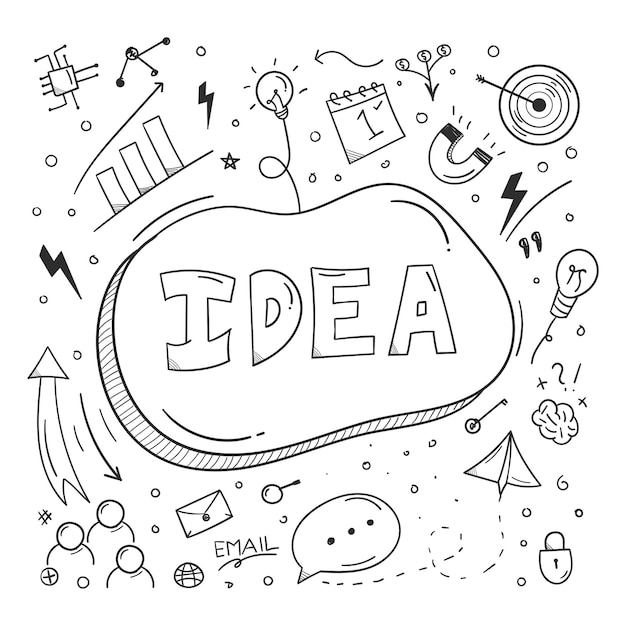 idea doodle elementos concepto de plan de negocios