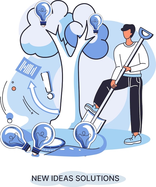 Idea y empresario creativo que plantan árboles de dinero buscan nuevas soluciones trabajo creativo y dirección del desarrollo Nueva idea empresarial de liderazgo Invertir en tecnología de progreso de innovación