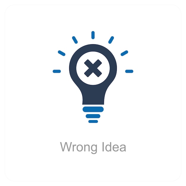 Idea equivocada y concepto de icono de idea