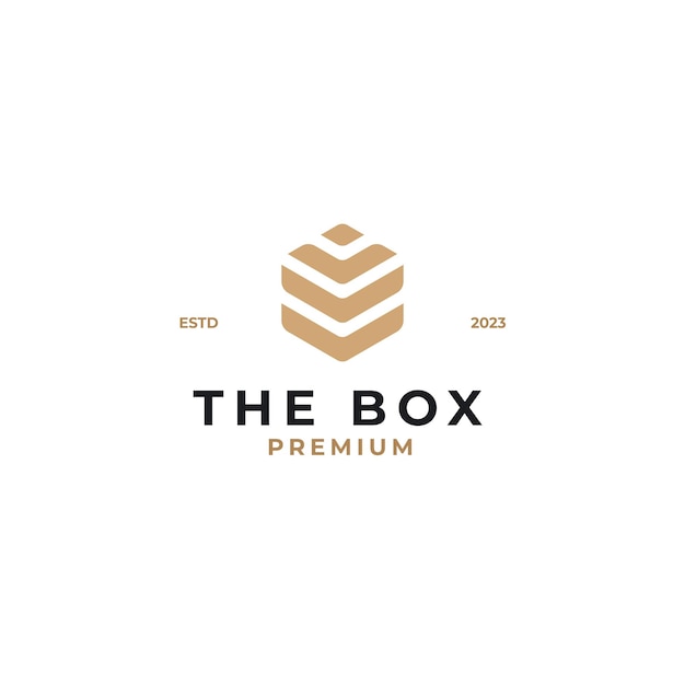 Idea de ilustración de concepto de diseño de logotipo de caja de madera vectorial