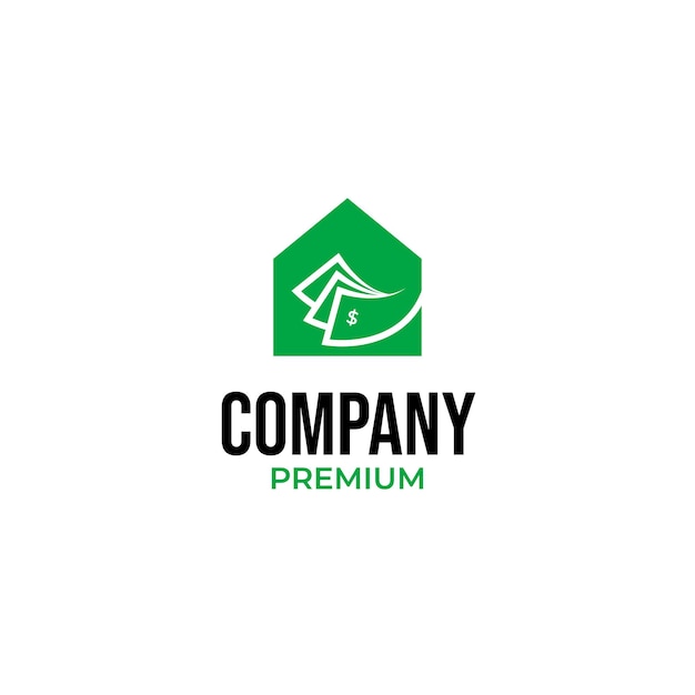 Idea de ilustración de concepto de diseño de logotipo de casa de dinero vectorial
