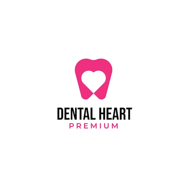 Idea de ilustración de concepto de diseño de logotipo dental de amor vectorial