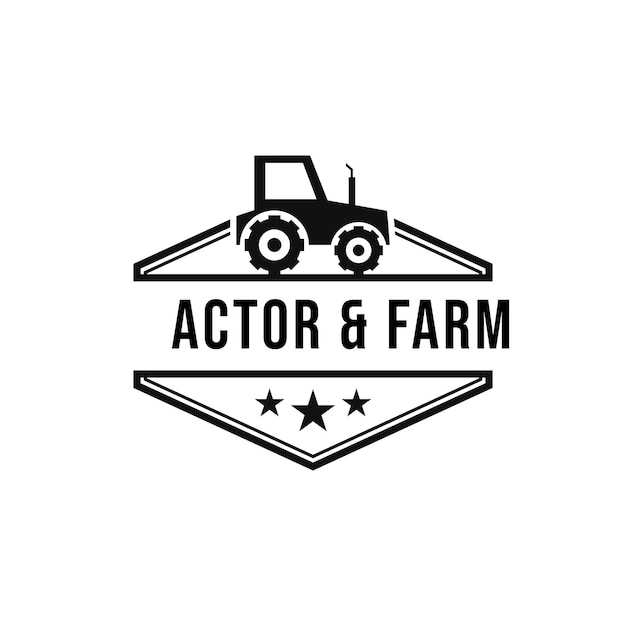 Idea de ilustración de diseño de logotipo de granja de tractor vectorial