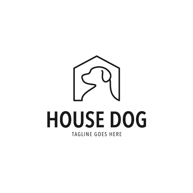 Idea de ilustración del diseño del logotipo del perro de la casa