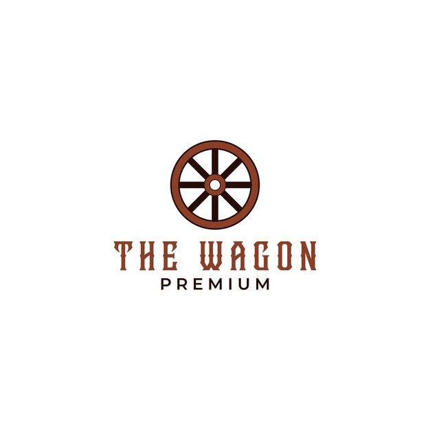 Idea de ilustración de diseño de logotipo de rueda de carro de carro de madera vintage creativo