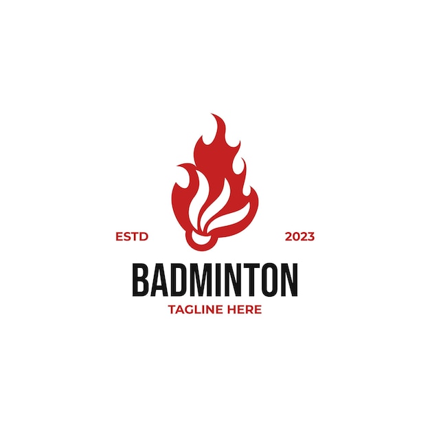Idea de ilustración de vector de diseño de logotipo de bádminton de volante plano