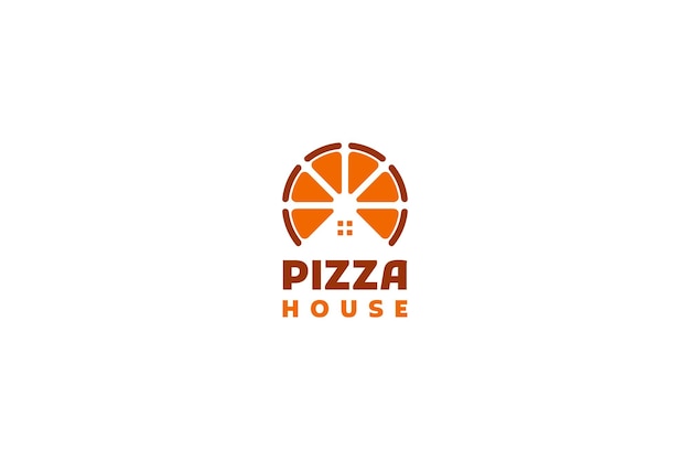 Idea de ilustración de vector de diseño de logotipo de casa de pizza plana