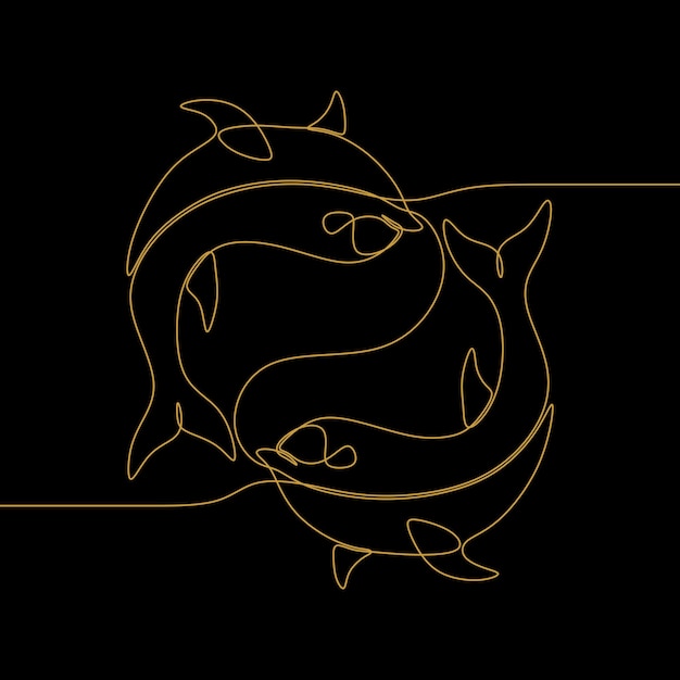 idea de imagen de pez giratorio dibujo continuo arte de una sola línea