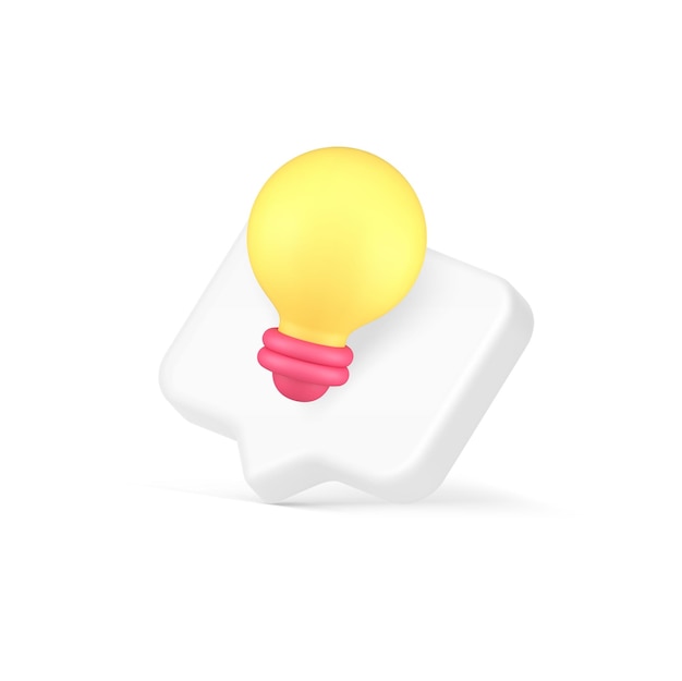Idea innovación bombilla consejos rápidos conocimiento útil información alerta icono 3d vector realista