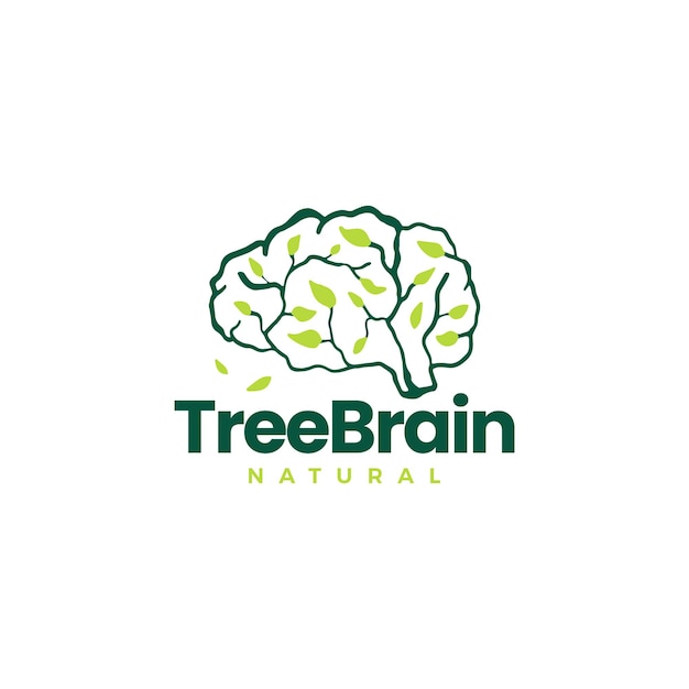 La idea inteligente de la hoja del cerebro del árbol piensa en la ilustración del icono del vector del logotipo