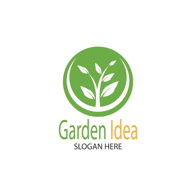 Idea de jardín de la naturaleza idea inteligente jardín idea verde diseño de logotipo ilustración vectorial