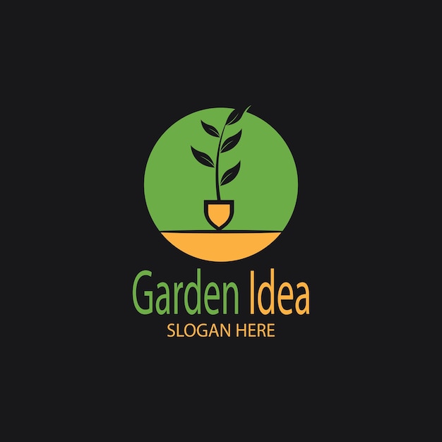 Idea de jardín de la naturaleza idea inteligente jardín idea verde diseño de logotipo ilustración vectorial