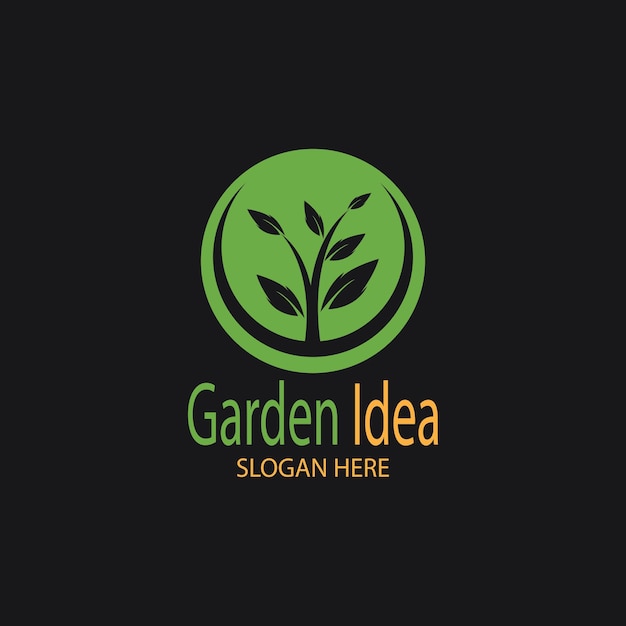 Idea de jardín de la naturaleza idea inteligente jardín idea verde diseño de logotipo ilustración vectorial
