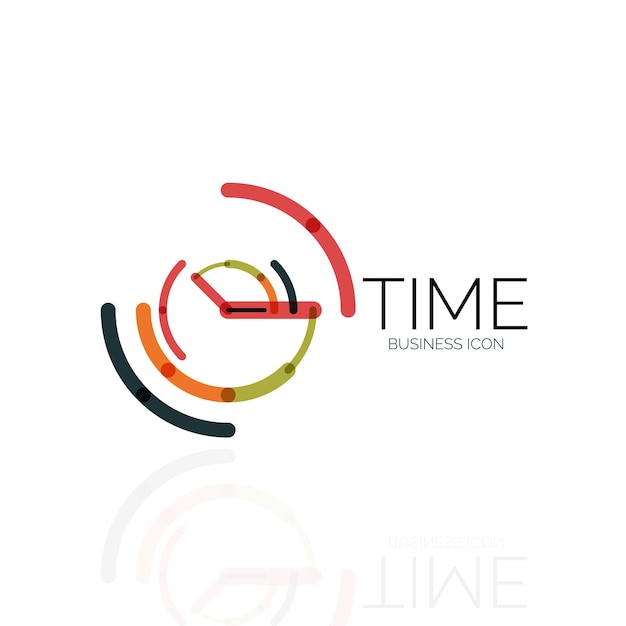 Vector idea de logotipo abstracto vectorial concepto de tiempo o icono de negocio de reloj plantilla de diseño de logotipo creativo diseño de línea delgada plana lineal