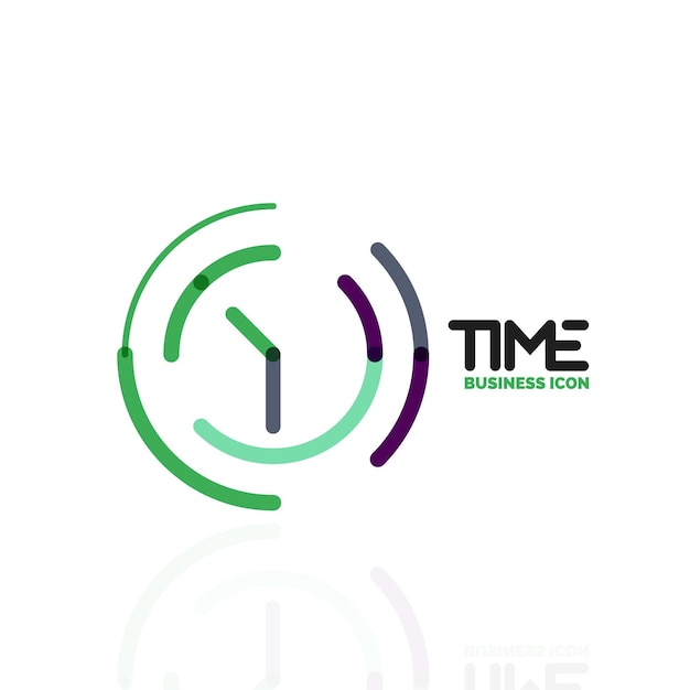 Idea de logotipo abstracto vectorial concepto de tiempo o icono de negocio de reloj plantilla de diseño de logotipo creativo diseño de línea delgada plana lineal