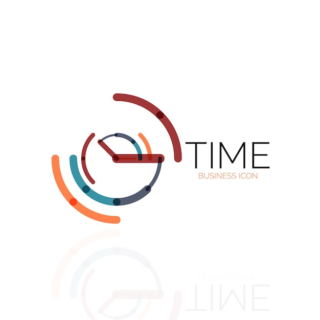 Vector idea de logotipo abstracto vectorial concepto de tiempo o icono de negocio de reloj plantilla de diseño de logotipo creativo diseño de línea delgada plana lineal