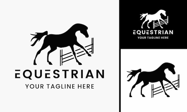 Idea del logotipo del caballo ecuestre vectorial