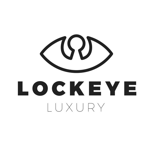 Idea de logotipo de contorno de seguridad de candado en el interior del ojo