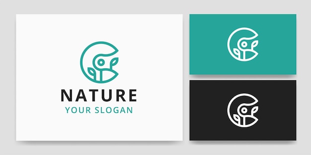 Idea de logotipo de forma de letra C y hoja naturaleza