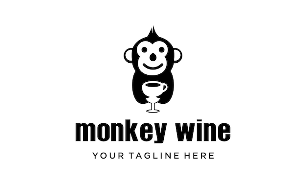 idea de logotipo de vino de mono