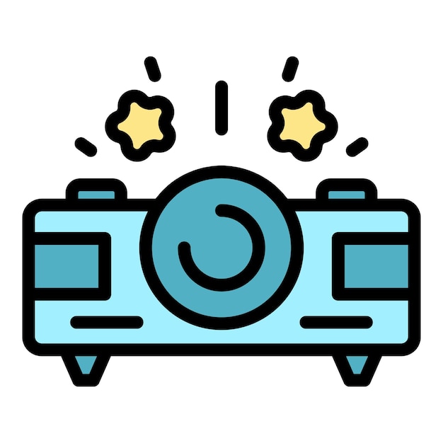 Idea de negocio proyector icono contorno vector gente de éxito equipo de información color plano