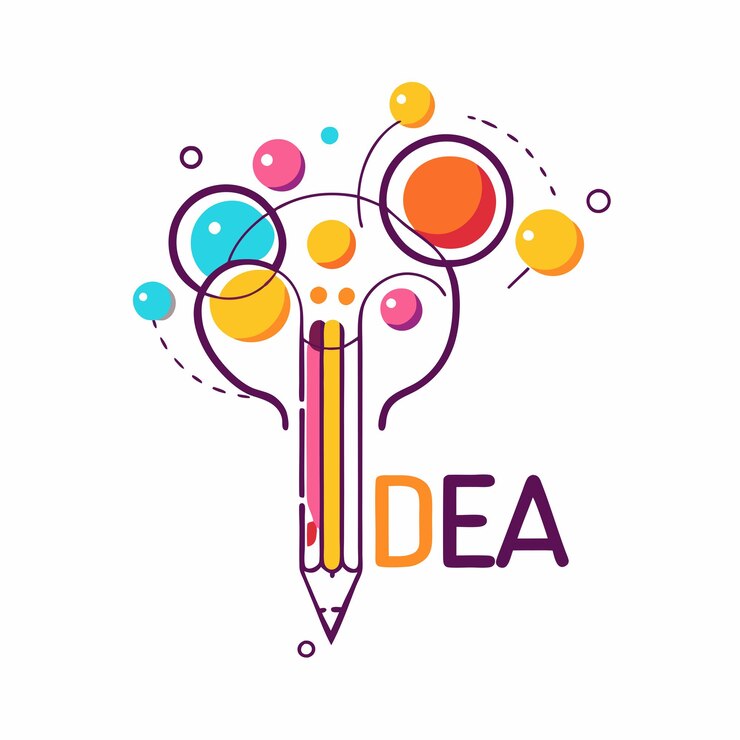 Vector idea palabra con lápiz en lugar de letra i creatividad y tormenta de ideas concepto ilustración vectorial 15