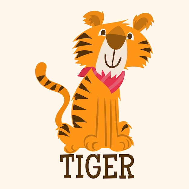 Una idea de personaje animal lindo tigre para niños y niños imprimible