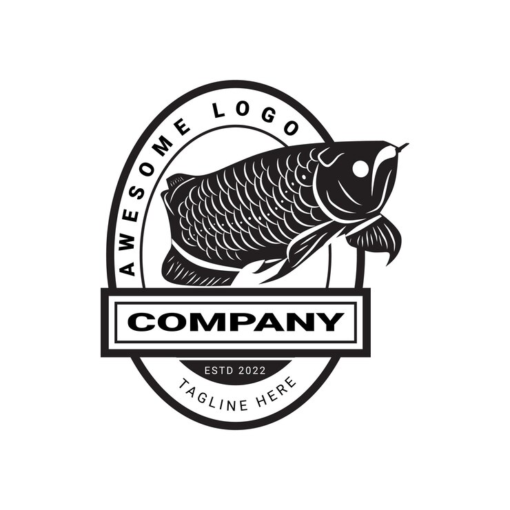 idea de pez arowana inspiración de vector de diseño de logotipo vintage
