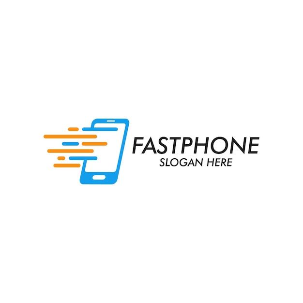 Idea de plantilla de logotipo de tecnología de teléfono rápido rectangular