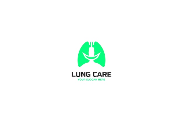 Idea de plantilla de vector de diseño de logotipo de pulmones humanos sanos de ilustración plana