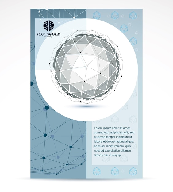 Idea de promoción de negocios de innovaciones digitales, página principal del folleto. Objeto de estructura metálica monocromática 3d geométrica abstracta, ilustración vectorial.
