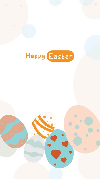Idea de publicación en las redes sociales para el fondo de huevo de Pascua con línea de dibujo de mano en modo retrato de conejo