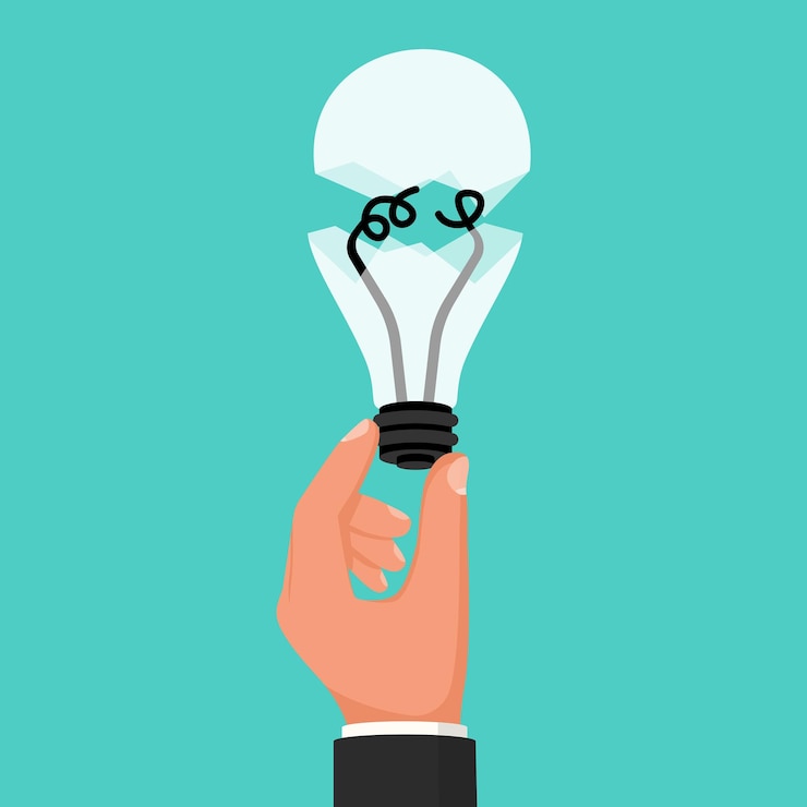 Vector idea rota un hombre tiene una mala idea en las manos
