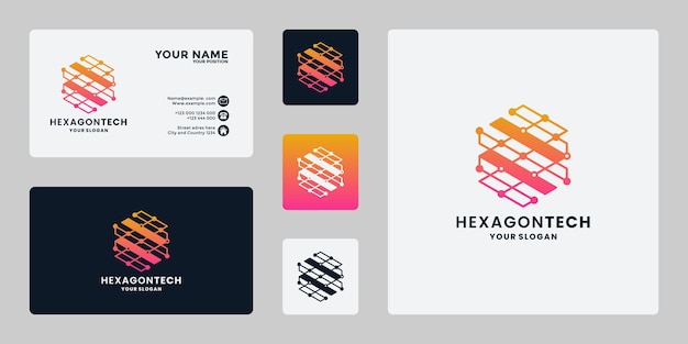 Idea de tecnología de diseño de logotipo, inspiración, concepto hexagonal con color degradado