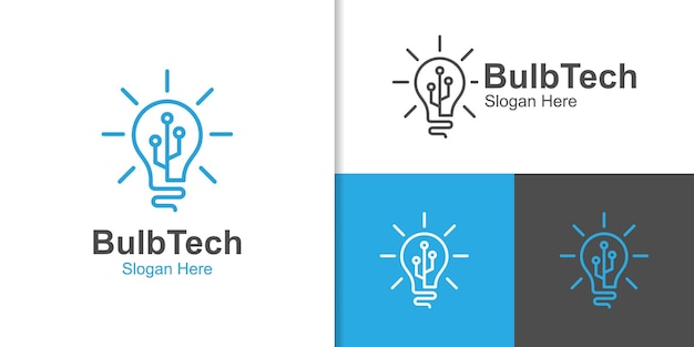 Idea de tecnología con elemento de diseño de logotipo de icono de bombilla Plantilla de vector de diseño de logotipo de Idea digital