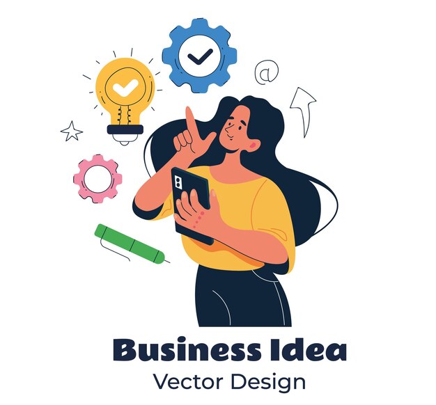Idea de trabajo empresarial en línea concepto de formación ilustración de diseño gráfico plano