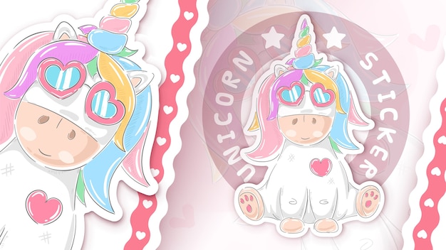 Vector idea de unicornio de peluche para tu pegatina dibujar a mano