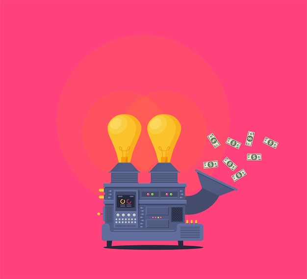 La idea del vector crea un proceso de éxito sobre el dinero