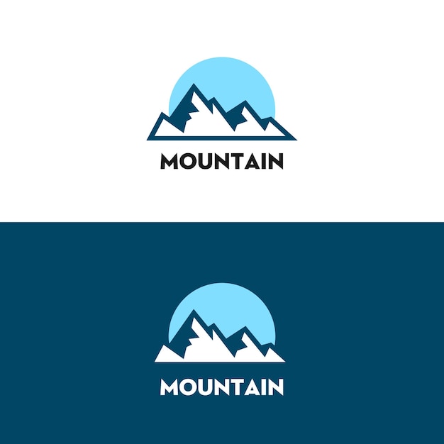 Idea de vector de logotipo de montaña azul