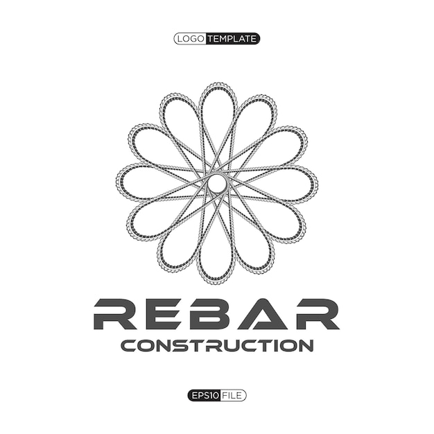 idea vectorial de diseño de logotipo de barras de refuerzo para una empresa de construcción