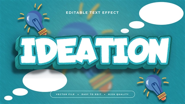 Ideación azul verde y blanca estilo de fuente de efecto de texto editable en 3D