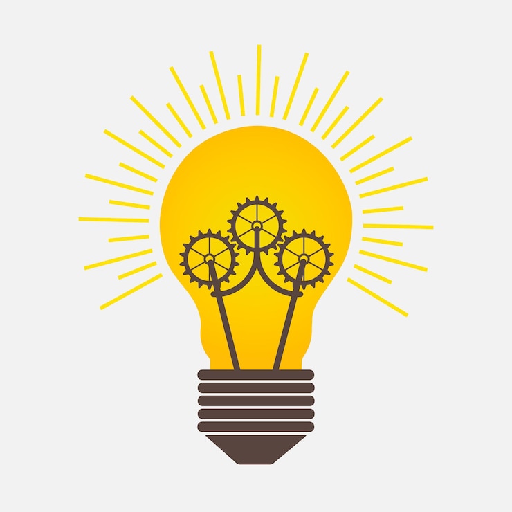Vector ideas de bombillas con el logotipo de gears